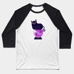 Black cat and crystal ball Baseball T-Shirt